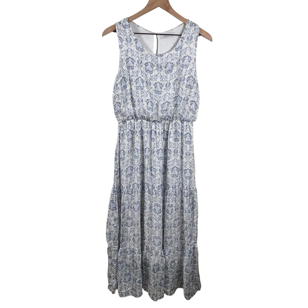 Lara Guidotti Womens Large Floral Silk Blend Sleeveless Chiffon‎ Midi Dress